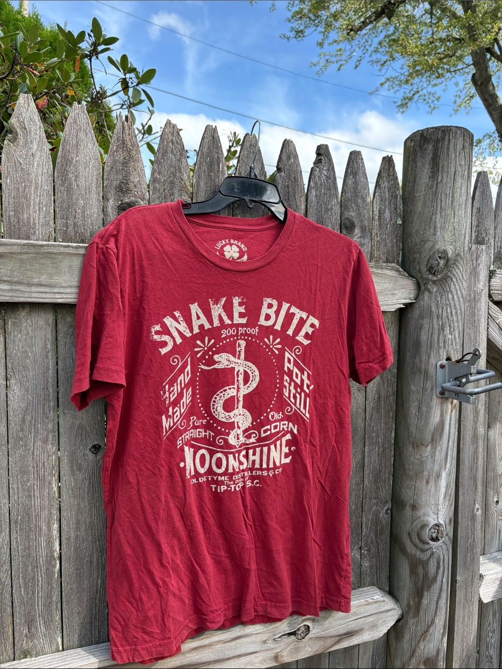 Lucky Brand medium all cotton Snake Bite Moonshine tee!